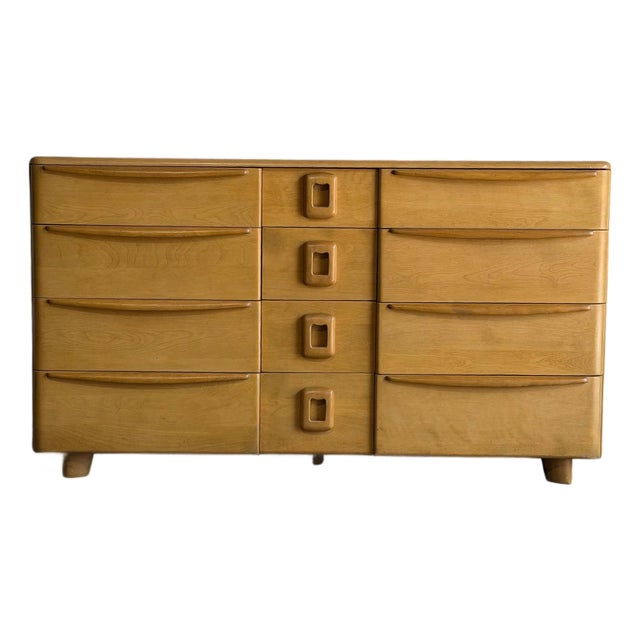 Heywood Wakefield Maple Dresser Wooden Lowboy Chest of Drawers Mid-Century Modern 1950s For Sale