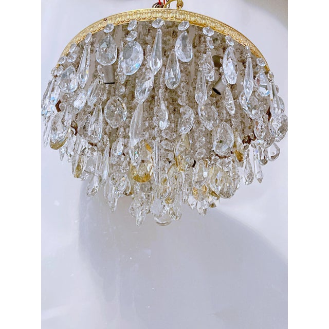1950's Italian Brass Upside Down Layered Chandelier For Sale - Image 4 of 11