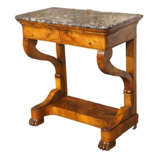Charming Circa 1825 French Restauration Period Console in Walnut and Burl Walnut For Sale