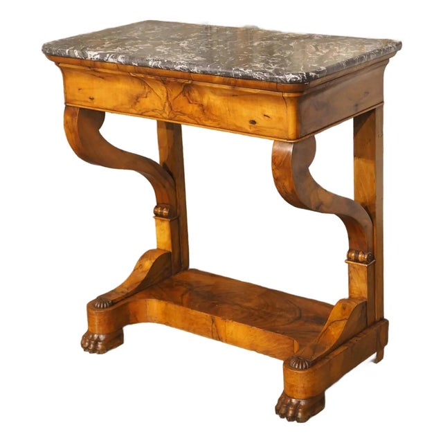 Charming Circa 1825 French Restauration Period Console in Walnut and Burl Walnut For Sale