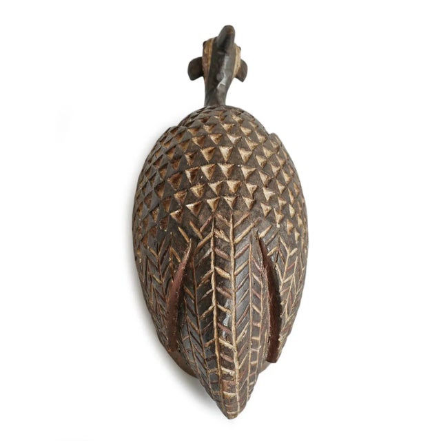 Vintage Burkina Faso Guinea Fowl Helmet Mask For Sale - Image 9 of 11
