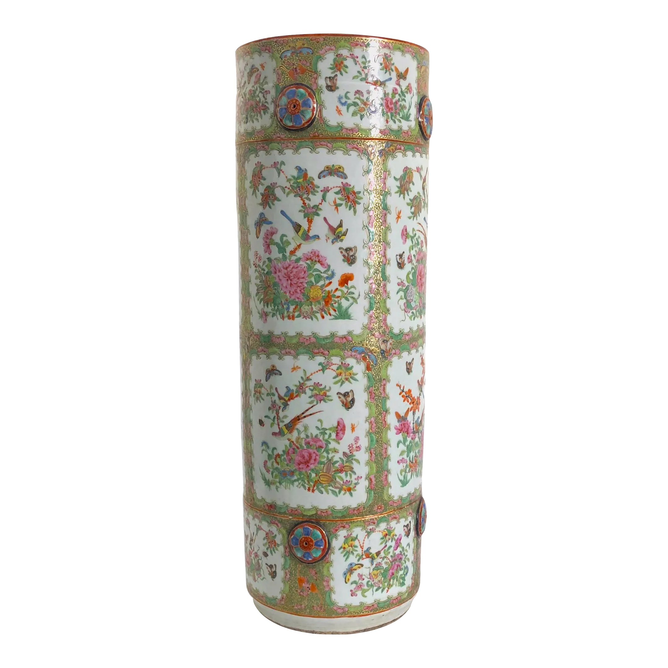 19th Century Chinese Export Famille Rose Medallion Walking Cane or
