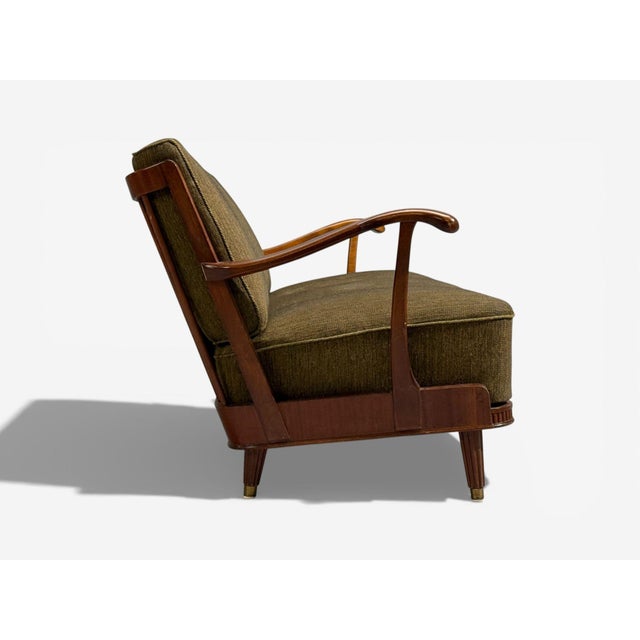 Green Svante Skogh, Sofa, Beech, Fabric, Sweden, 1940s For Sale - Image 8 of 12