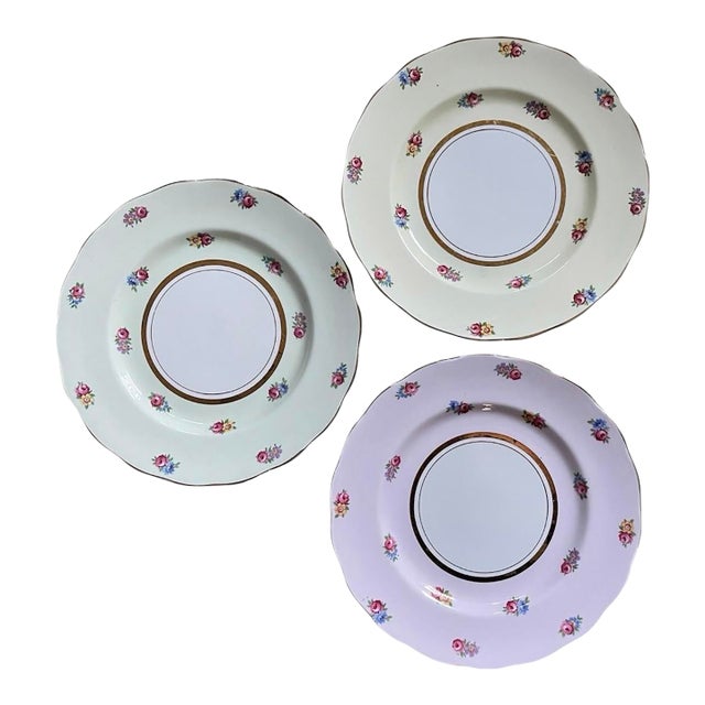 Collection of Three (3) English Floral 8” Plates by Colclough For Sale