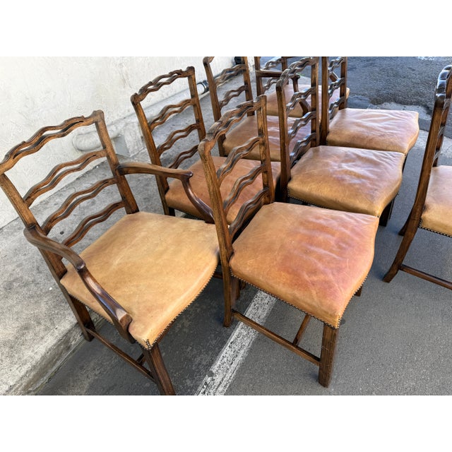 Antique Chippendale Ladderback Dining Room Chairs, Set of Eight For Sale - Image 9 of 12