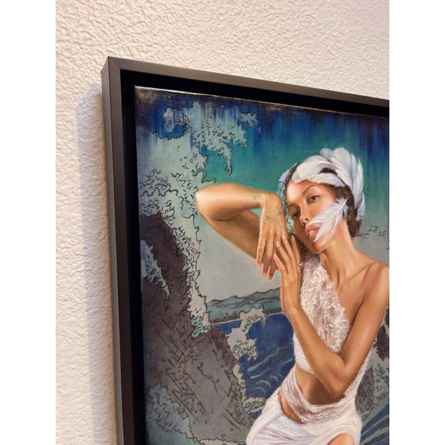 Early 21st Century The Wrinkled Sea Beneath Her Crawls by Alexandra Manukyan | Oil on Belgian Linen Woman in flowing fabric near waves. For Sale - Image 5 of 5