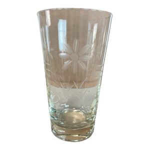 Antique Scalloped Edge Etched Glass Vase