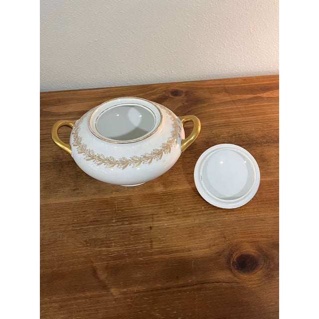 Mid 20th Century Mid 20th Century Limoges France G.D.&Cie Avenir Gold Gilt Lidded Sugar For Sale - Image 5 of 11