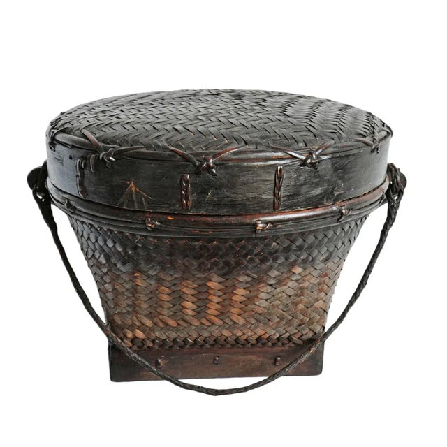 Textile Vintage Akha Thai Basket W/Lid For Sale - Image 7 of 7