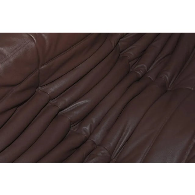 1970s Dark Brown Leather Togo Lounge Chair, Corner and 2-Seat Sofa by Michel Ducaroy for Ligne Roset, Set of 3 For Sale - Image 5 of 16
