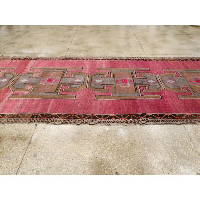 Textile Galerie Shabab Collection Mid-20th Century Handmade Turkish Anatolian Long & Narrow Gallery Carpet For Sale - Image 7 of 10