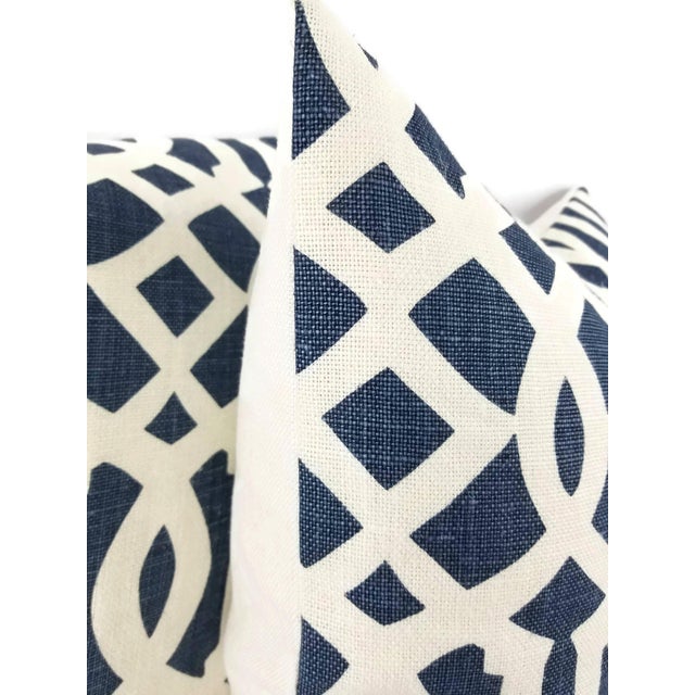 Schumacher Schumacher Imperial Trellis II Ivory and Navy Pillow Cover For Sale - Image 4 of 5