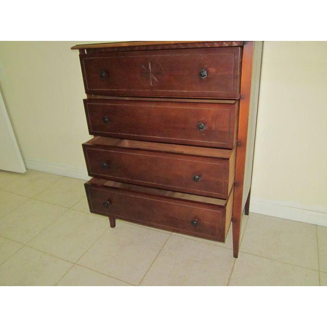 1960s Vintage British Colonial Style Wood Chest 4 Drawer Dark Tone For Sale In Naples, FL - Image 6 of 12