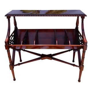 Vintage Fretwork Mahogany Wood Large Library Bookcase Side Table For Sale