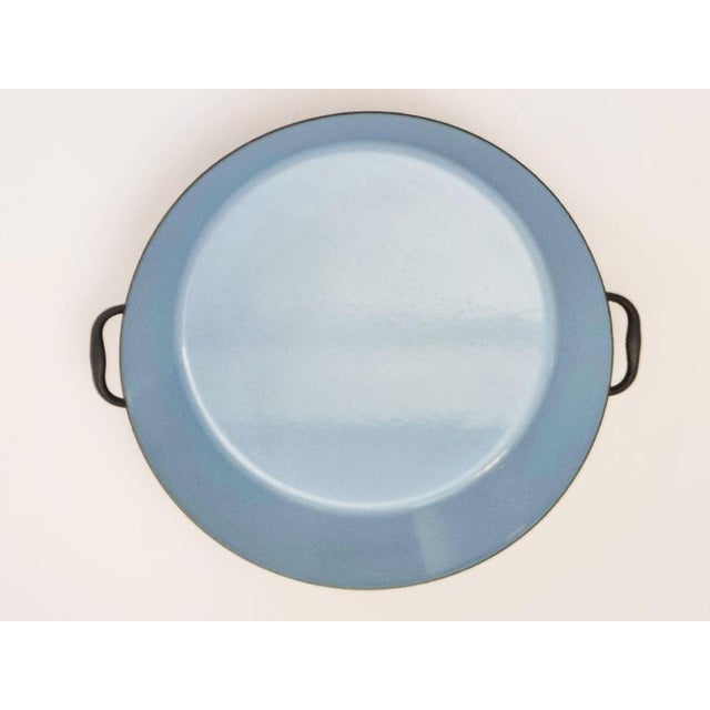 Large vintage Krenit dish, with two handles, sky blue enameled interior Design Herbert Krenchel, Denmark, circa 1955 This...