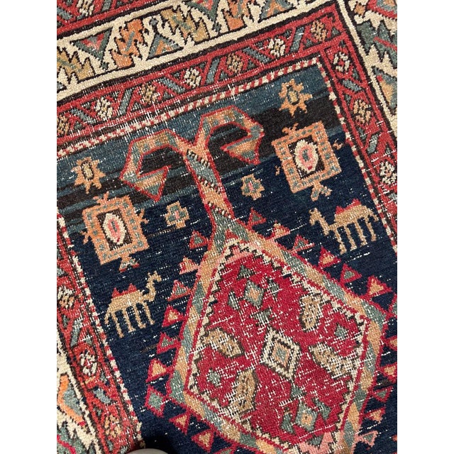 Village Life Antique Runner Indigo, Apricot, Sage, Women, Birds, Guard Dogs Rug 2.10 x 10.9 For Sale - Image 12 of 12