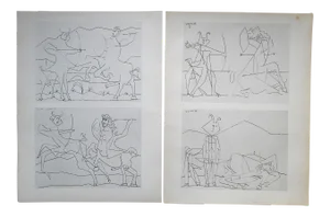 Vintage Mid 20th Century Modernist Ltd. Ed. Lithographs-Picasso-From Verve Art Journal-A Pair