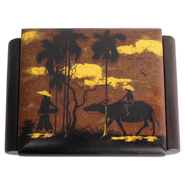 Lacquered Jewels Box in Velvet, 1960 For Sale - Image 9 of 9