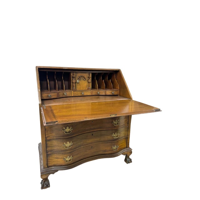 Traditional Baker - Georgian Chippendale Mahogany 1940 Vintage Secretary Desk For Sale - Image 3 of 5