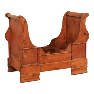 Antique Swedish Wood-Carved Sleigh Dog Bed