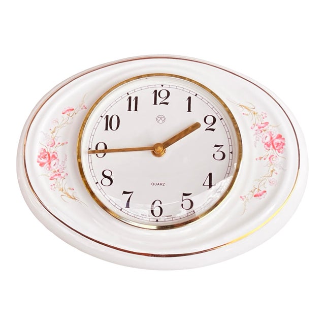 Wallendorfer Porzellan Porcelain Wall Clock, Germany 1980s Quartz For Sale