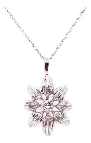 14 Karat White Gold Necklace With Diamond