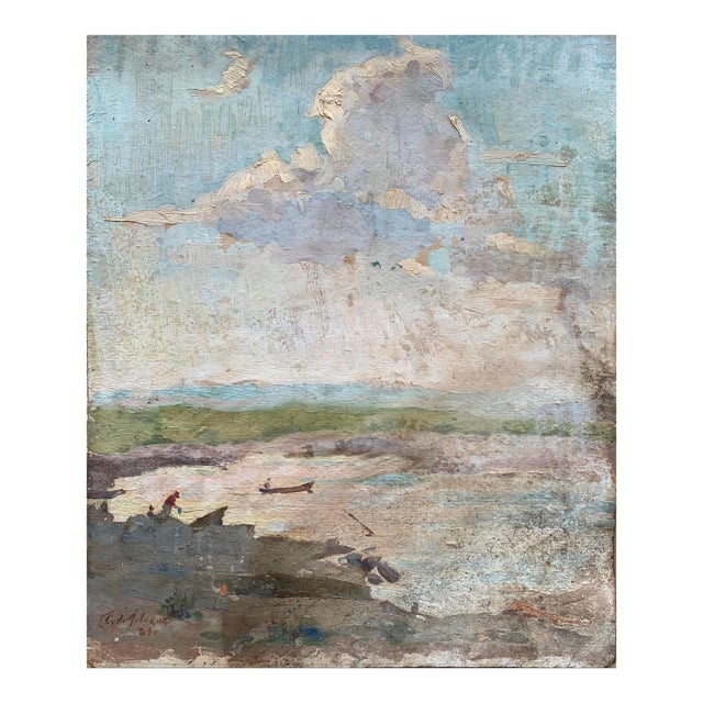 Vintage Impressionist River Oil Painting, Ukrainian Art, 1963 35-29 For Sale