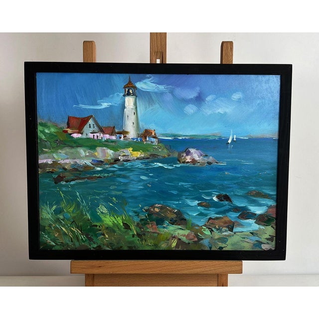 "№AAA5969 *** ABOUT THIS PAINTING *** * TITLE: ""Sea lighthouse"" * ARTISTS: Yuriy Suprunchuk * SIZE: 30x40 cm/11.81x15.74...