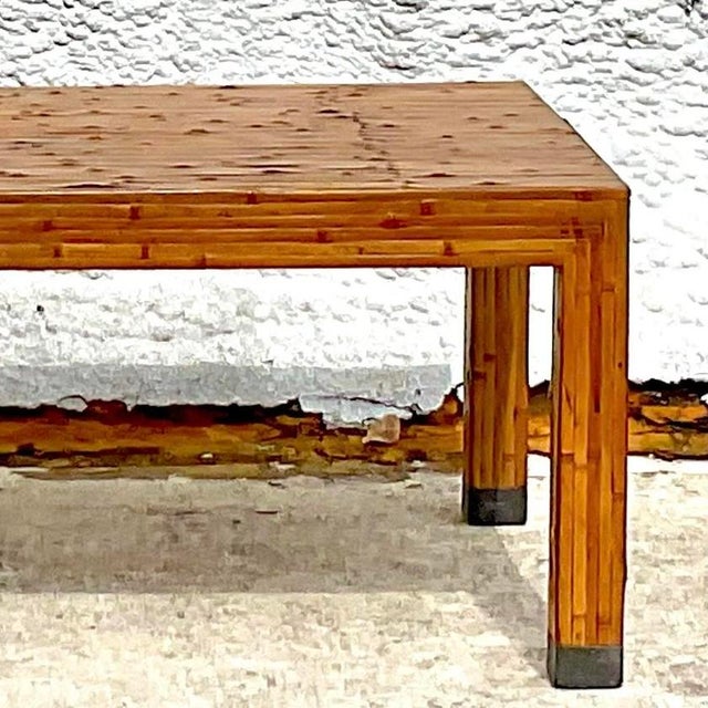 Late 20th Century Vintage Coastal Split Bamboo Coffee Table For Sale - Image 9 of 12