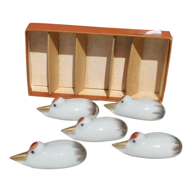 Vintage Japanese Crane Chopstick Rests - A Set of 5 For Sale
