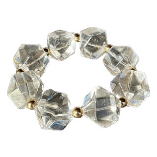 Vintage Boho Faceted Crystal Lucite Beaded Stretch Bracelet For Sale