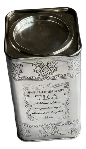 Silver-Plate Tea Canister With Etched Design and Details