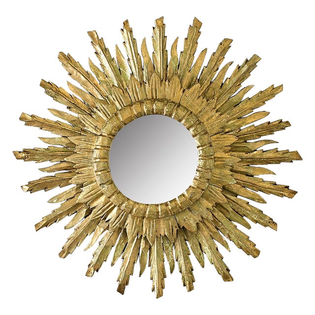 Italian 19th Century Giltwood Starburst Mirror For Sale