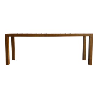 Leather Wrapped Parsons Console Table For Sale