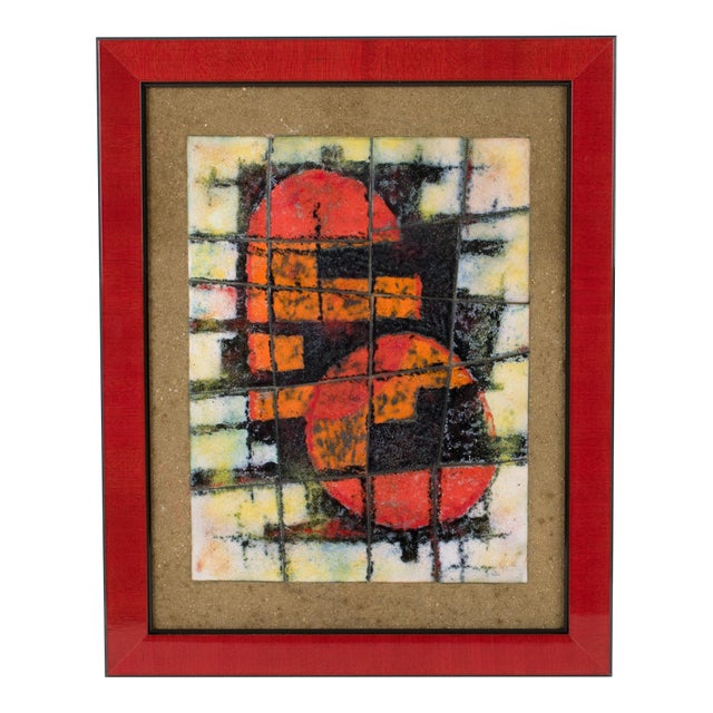 Brutalist Abstract Enamel Mounted Wall Panel Plaque Artwork, circa 1960 For Sale