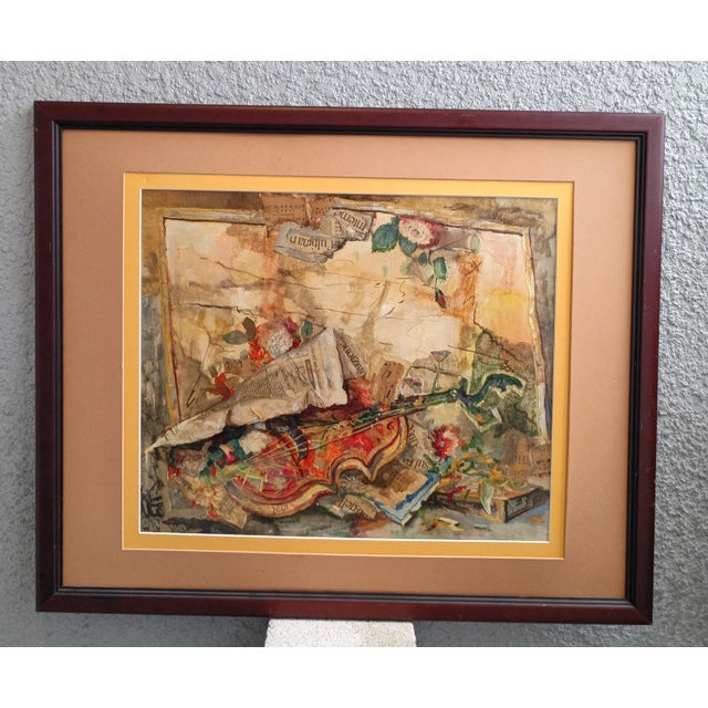 Elevate your space with this striking mid-century original mixed-media collage by noted Italian artist Vittorio Turo....
