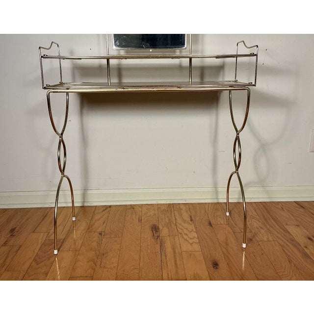 Vintage Hollywood Regency Gold-Toned Makeup Vanity Table Set, Mid-Century Modern, For Sale - Image 10 of 12