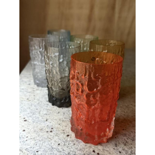 Italian Textured Bark Glasses in the style of Geoffrey Baxter, 1960s, Set of 6 For Sale - Image 17 of 18