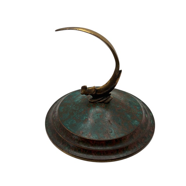 1930s 1930s Carl Sorensen Art Deco Style Bronze Covered Bowl With Bird Finial Lid For Sale - Image 5 of 9