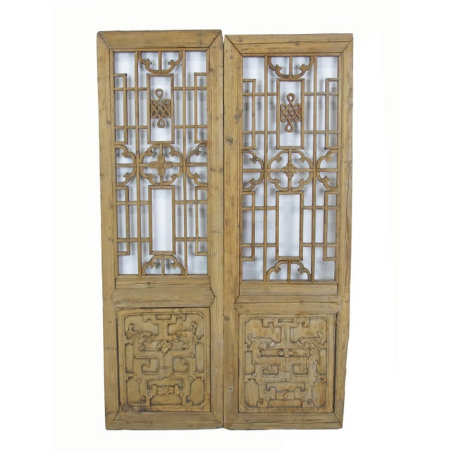 This intricate 2 panel screens can be excellent widow or wall decoration arts. The latticed screen allows air to circulate...