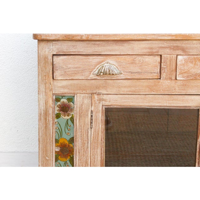 Early 20th Century Reverse Glass Painted Buffet Cabinet For Sale - Image 4 of 10