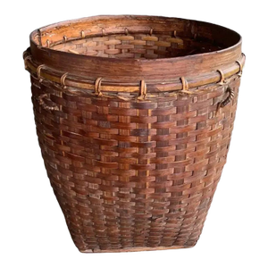 Rattan Basket Dayak Tribe Hand-Woven From Kalimantan, Borneo, Mid-20th Century