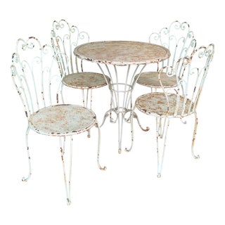 French Garden Table and Chairs in Iron, 1960s, Set of 5 For Sale