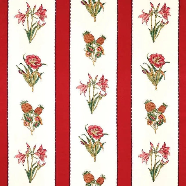 Sample - Schumacher Servilia Stripe Fabric in Red For Sale