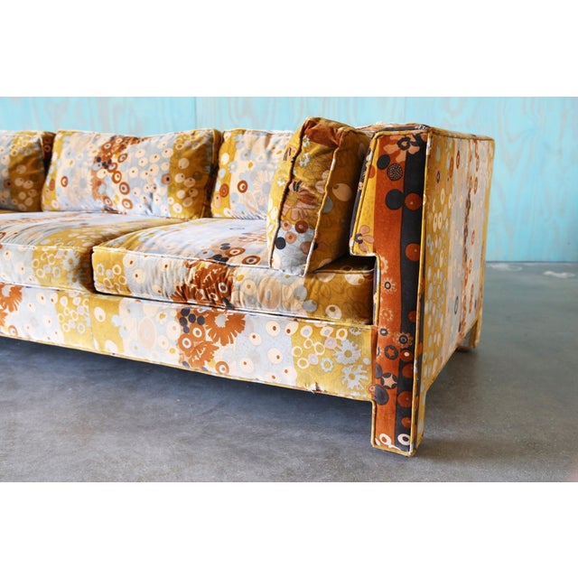 1960s 1960s Attributed to Milo Baughman for Thayer Coggin Sofa Jack Lenor Larsen Primavera For Sale - Image 5 of 15