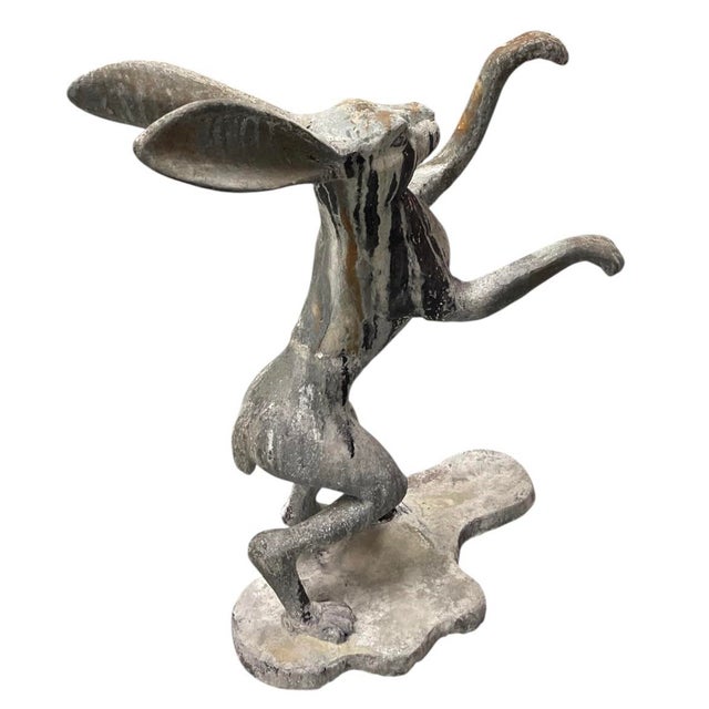 2000 - 2009 Vintage Boxing Garden Hare Cast Iron Statue For Sale - Image 5 of 12