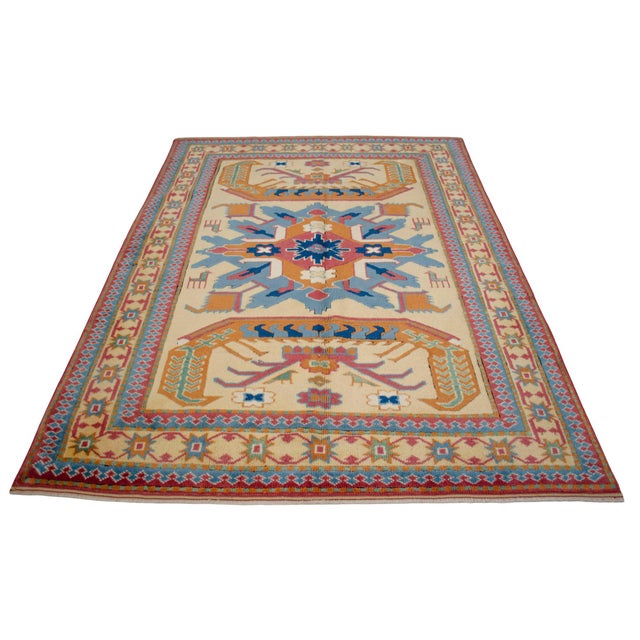 Authentic Turkish Rug, Hand-Knotted Carpet, Hand-Spun Wool Rug, Sustainable Vintage Rug 5x7 Ft Approx For Sale - Image 4 of 14