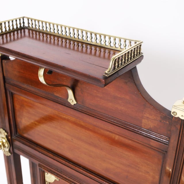 Antique English British Colonial Wood and Brass Cane or Umbrella Stand For Sale - Image 4 of 9