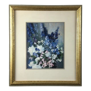 Framed Print “Larkspur, Peonies, and Canterbury Bells” by Laura Hills For Sale