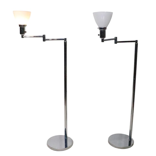 Pair of Walter Von Nessen Flex Arm Bauhaus Design Floor Lamps C. 1970's For Sale - Image 10 of 14